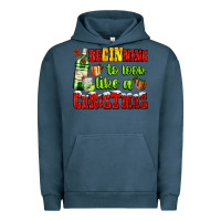 Pigment Midnight Navy beginning to look like a christmas with gin and gifts Urban Hoodie - AdoDesignShop
