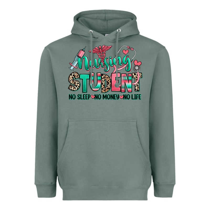 Nursing Student No Sleep No Money No Life Heavyweight Hoodie by RanaPortraitStore | Teevron