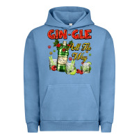 Pigment Pebble Blue gin`gle all the way with bottle and cocktails Urban Hoodie - AdoDesignShop