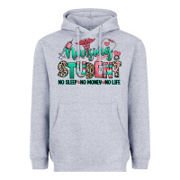 Heather Grey nursing student no sleep no money no life Heavyweight Hoodie - RanaPortraitStore