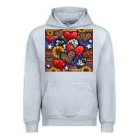 Heather Grey 4th of july american hearts Urban Hoodie - Jasminsmagicworld