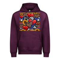 Mauve Wine 4th of july american hearts Urban Hoodie - Jasminsmagicworld