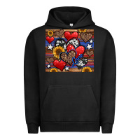 Pigment Black 4th of july american hearts Urban Hoodie - Jasminsmagicworld