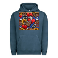 Pigment Midnight Navy 4th of july american hearts Urban Hoodie - Jasminsmagicworld