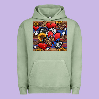 4th Of July American Hearts Urban Hoodie Designed By Jasminsmagicworld