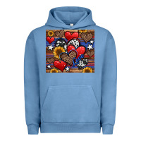 Pigment Pebble Blue 4th of july american hearts Urban Hoodie - Jasminsmagicworld