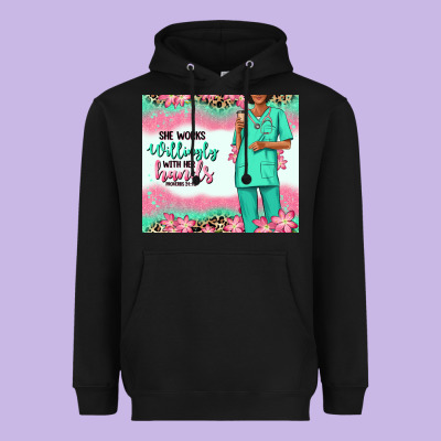Heavyweight Hoodie she works willingly with her hands afro nurse