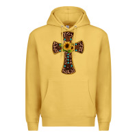 Antique Gold leopard gemstone sunflower cross Premium Hoodie - JahusDesignShop