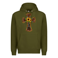 Army Green leopard gemstone sunflower cross Premium Hoodie - JahusDesignShop