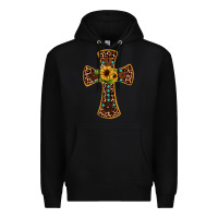 Black leopard gemstone sunflower cross Premium Hoodie - JahusDesignShop