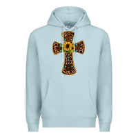 Blue Mist leopard gemstone sunflower cross Premium Hoodie - JahusDesignShop