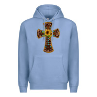Colony Blue leopard gemstone sunflower cross Premium Hoodie - JahusDesignShop
