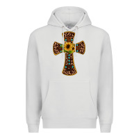 Dove Grey leopard gemstone sunflower cross Premium Hoodie - JahusDesignShop