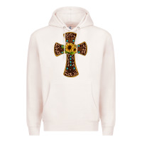 Pale Pink leopard gemstone sunflower cross Premium Hoodie - JahusDesignShop