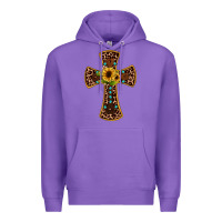 Purple leopard gemstone sunflower cross Premium Hoodie - JahusDesignShop