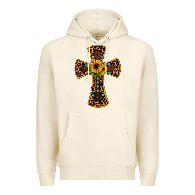 Leopard Gemstone Sunflower Cross Premium Hoodie by JahusDesignShop | Teevron