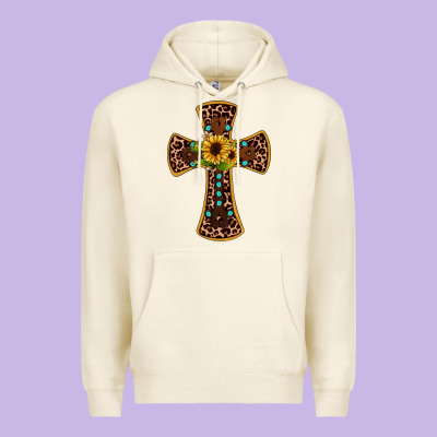 Leopard Gemstone Sunflower Cross Premium Hoodie Designed By Jahusdesignshop