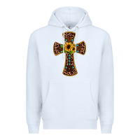 White leopard gemstone sunflower cross Premium Hoodie - JahusDesignShop