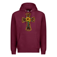 Burgundy leopard gemstone sunflower cross Premium Hoodie - JahusDesignShop