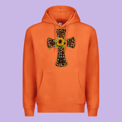 Leopard Gemstone Sunflower Cross Premium Hoodie Designed By Jahusdesignshop