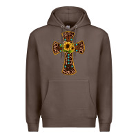 Coffee leopard gemstone sunflower cross Premium Hoodie - JahusDesignShop