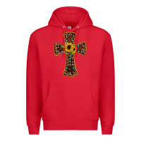 Red leopard gemstone sunflower cross Premium Hoodie - JahusDesignShop
