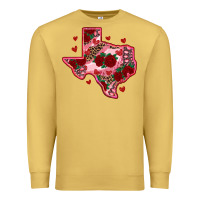 Antique Gold valentine' s day texas map with roses Premium Sweatshirt - RanaPortraitStore