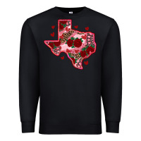 Black valentine' s day texas map with roses Premium Sweatshirt - RanaPortraitStore