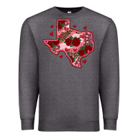 Charcoal Heather valentine' s day texas map with roses Premium Sweatshirt - RanaPortraitStore