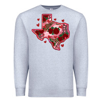 Heather Grey valentine' s day texas map with roses Premium Sweatshirt - RanaPortraitStore