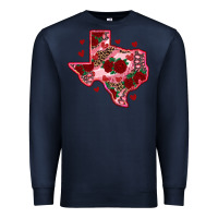 Navy valentine' s day texas map with roses Premium Sweatshirt - RanaPortraitStore
