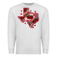 Oatmeal Heather valentine' s day texas map with roses Premium Sweatshirt - RanaPortraitStore