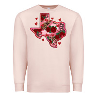Pale Pink valentine' s day texas map with roses Premium Sweatshirt - RanaPortraitStore
