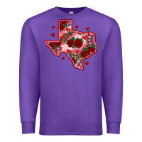 Purple valentine' s day texas map with roses Premium Sweatshirt - RanaPortraitStore