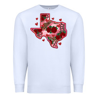 White valentine' s day texas map with roses Premium Sweatshirt - RanaPortraitStore