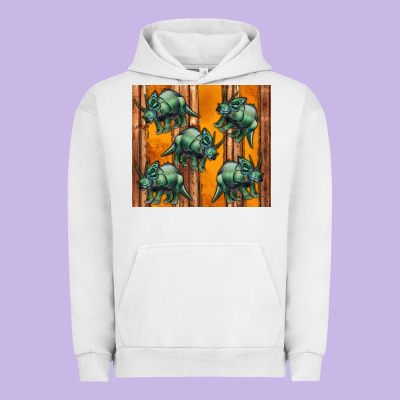 Dinosaur Triceratops Urban Hoodie Designed By Artiststas