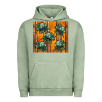 Pigment Oil Green dinosaur triceratops Urban Hoodie - Artiststas