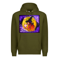Army Green witch with crystal ball tumbler Premium Hoodie - BundleAndBundleShop