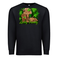 Black st patrick's day lucky cow family Premium Sweatshirt - RanaPortraitStore