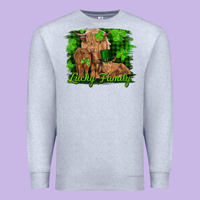 St Patrick's Day Lucky Cow Family Premium Sweatshirt Designed By Ranaportraitstore