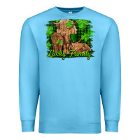 Ocean Blue st patrick's day lucky cow family Premium Sweatshirt - RanaPortraitStore
