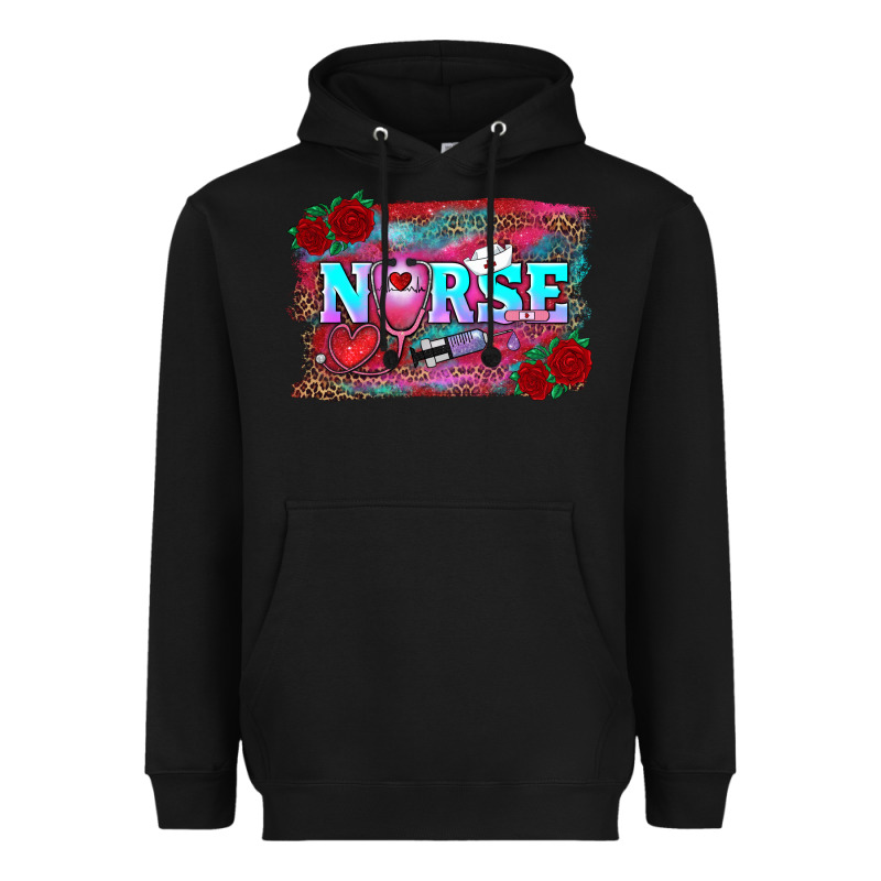 Valentines Day Nurse With Leopard And Turquoise Ba Heavyweight Hoodie by RanaPortraitStore | Teevron
