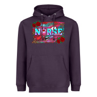 Plum valentines day nurse with leopard and turquoise ba Heavyweight Hoodie - RanaPortraitStore