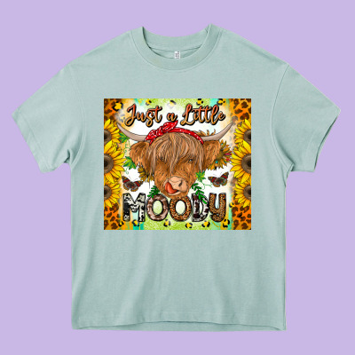 Just A Little Moody Heavy Core Tee Designed By Cowhidedigitalart
