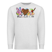 Oatmeal Heather peace love art Premium Sweatshirt - texasbilliewilder