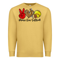Antique Gold peace love softball Premium Sweatshirt - Zillion Design Studio
