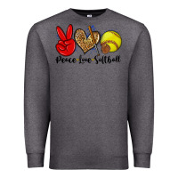 Charcoal Heather peace love softball Premium Sweatshirt - Zillion Design Studio