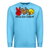 Ocean Blue peace love softball Premium Sweatshirt - Zillion Design Studio