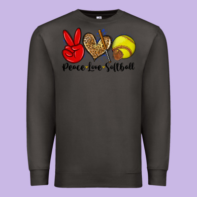 Peace Love Softball Premium Sweatshirt Designed By Zillion Design Studio