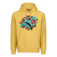 Antique Gold race sunflower patches Premium Hoodie - AdoDesignShop